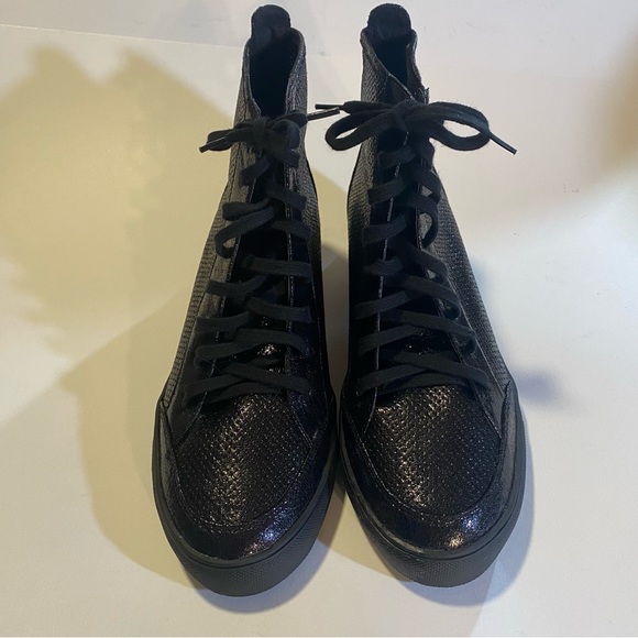 Beau+Ashe Glittery black mesh hi top sneakers size 11, like new. Sexy, club wear - Picture 2 of 14